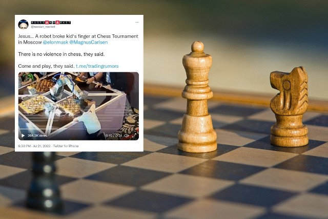 Robot do gry w szachy złamał palec 7-letniemu chłopcu podczas rozgrywki. Do zdarzenia doszło w Rosji podczas turnieju szachowego.