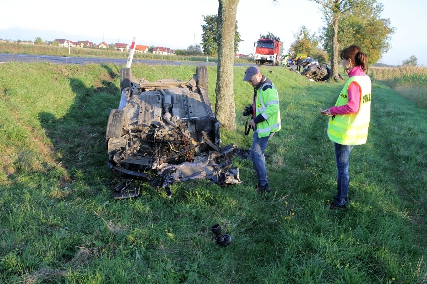 Wypadek na trasie Wrocław - Oława. Auta zderzyły się czołowo [ZDJĘCIA]