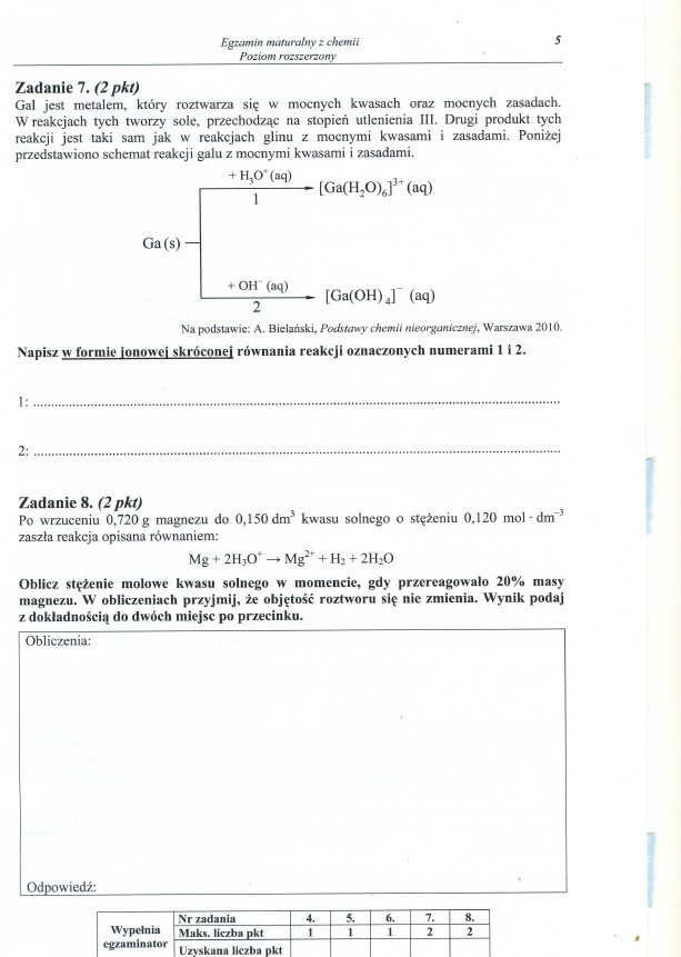  Matura 2014: chemia, poziom rozszerzony [ARKUSZE, ODPOWIEDZI] 