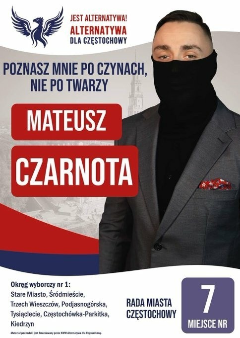 Kandydat do Rady Miasta Częstochowa z hasłem "Poznasz mnie...