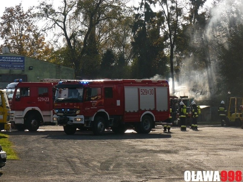 Pożar samochodów w Oławie. Spłonęło siedem aut (ZDJĘCIA)