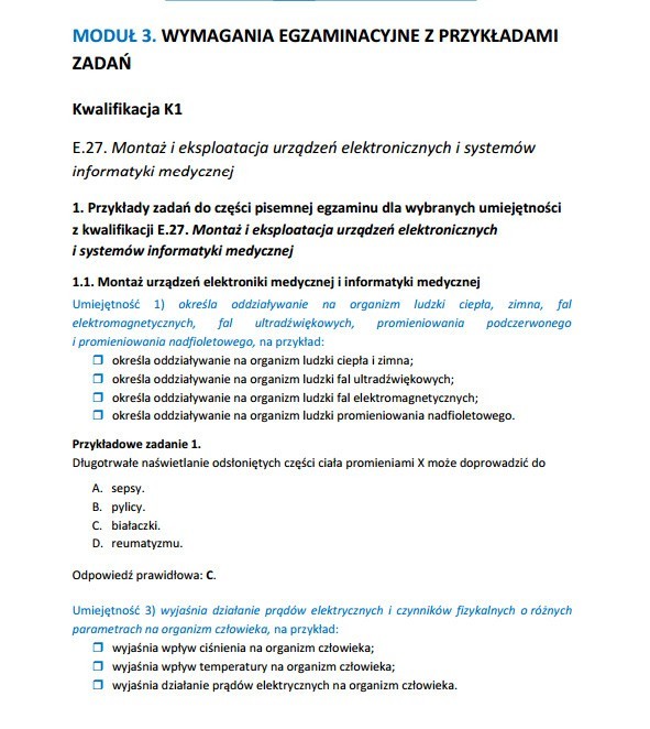 Nowy egzamin zawodowy 2014: TECHNIK ELEKTRONIKI I INFORMATYKI MEDYCZNEJ [ARKUSZE PYTAŃ]