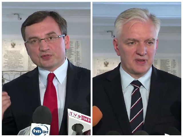Z. Ziobro (z lewej): Potrzeba komisji śledczej. J. Gowin: Poprzemy wniosek o wotum nieufności