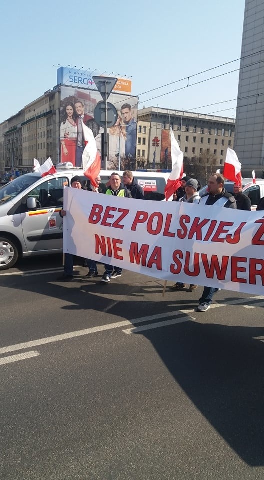 Protest rolników w Warszawie [3.04.2019]. W manifestacji około półtora tysiąca rolników z kraju 