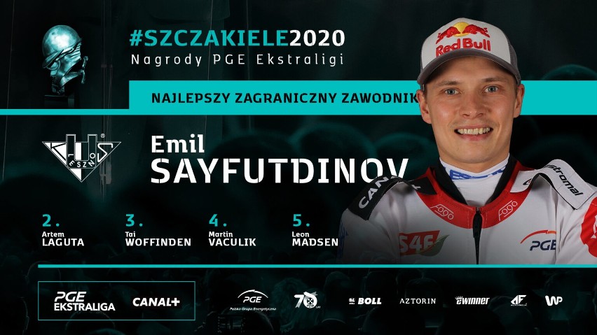 1. Emil Sajfutdinow (Fogo Unia Leszno) – 40,45 proc. głosów,...