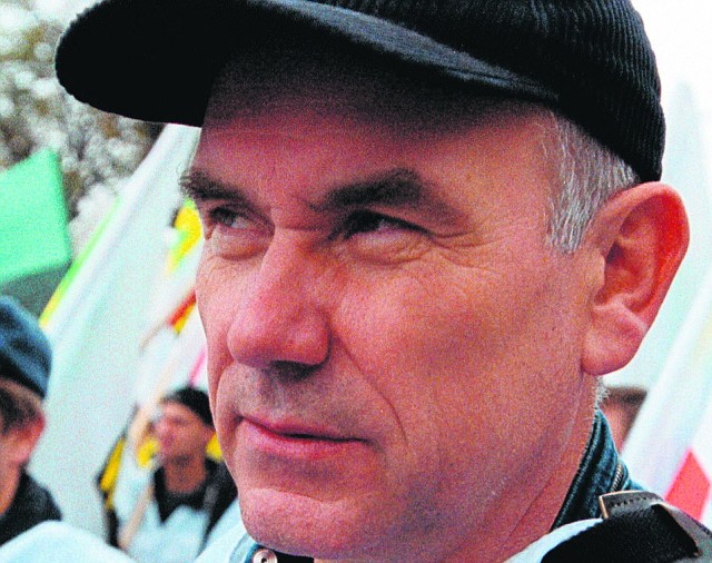 Zdzisław Majerczyk pod-czas manifestacji w 2002 r.