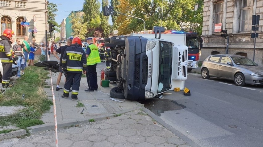 Wypadek na skrzyżowaniu ul. Zielonej i Wólczańskiej w Łodzi