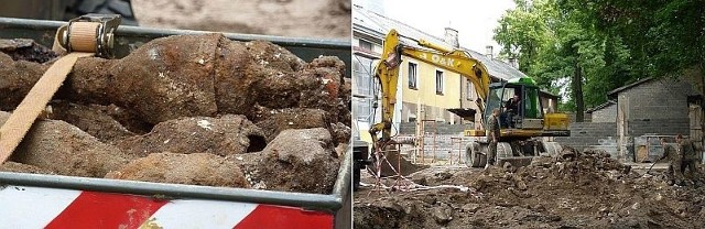 Niewybuchy znaleziono na placu budowy w centrum Konskich.