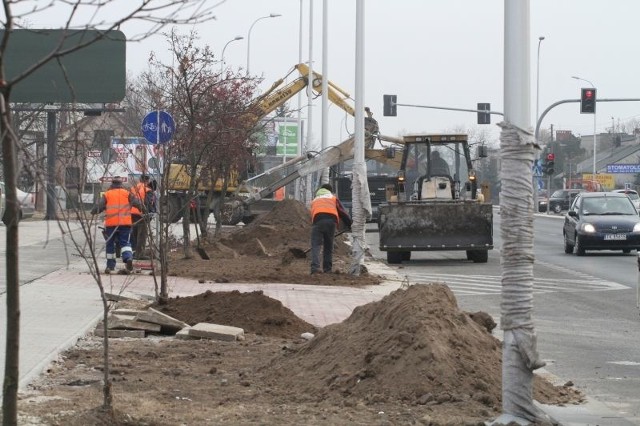 Ulica Sandomierska w Kielcach jest zgłoszona  do odbioru po remoncie, ale wczoraj trwały jeszcze prace porządkowe i przy urządzaniu zieleni na pasie rozdzielającym jezdnie