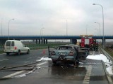 Pożar daewoo na autostradzie A4 w kierunku Rzeszowa