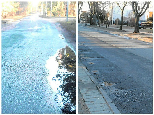 Ulica Smukalska (z lewej) jest w kiepskim stanie. Podobno dlatego nie może tędy jeździć autobus. Ulica Saperów (z prawej) wcale nie wygląda lepiej, ale autobus nią jeździ już od wielu lat