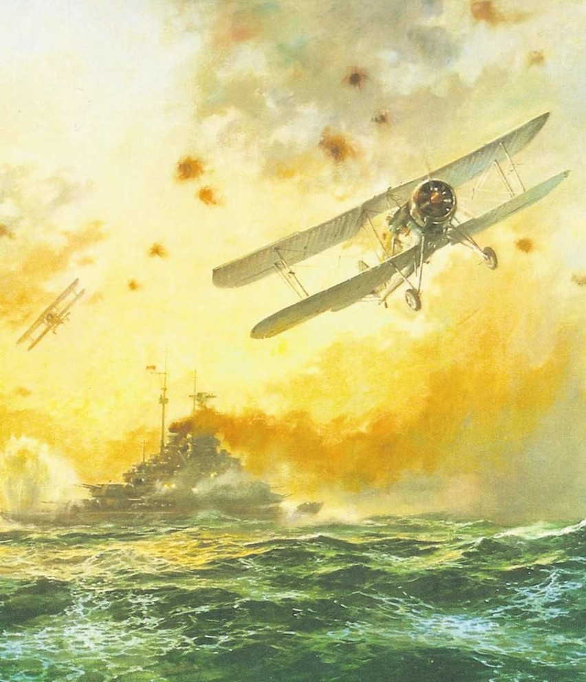 Samoloty torpedowe atakują "Bismarcka".
