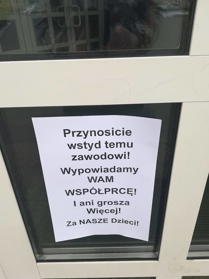 Strajk nauczycieli 2019. Radny PiS z Koszalina wsadził kij w mrowisko. Jest przeciwko strajkowi nauczycieli. Rozkleił z żoną plakaty
