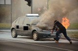 W centrum Zielonej Góry taksówka stanęła w ogniu!