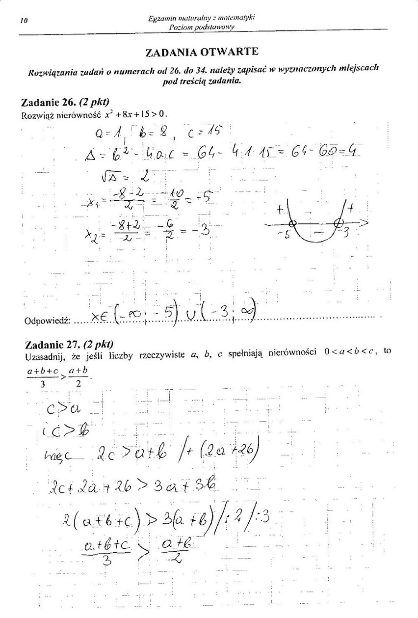 Matura 2012. Matematyka poziom podstawowy. ODPOWIEDZI