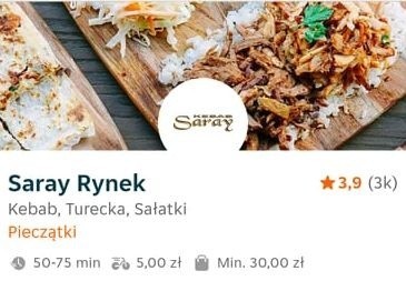 Najpopularniejsze dania: Tortilla, Kebab pita, Kebab na...