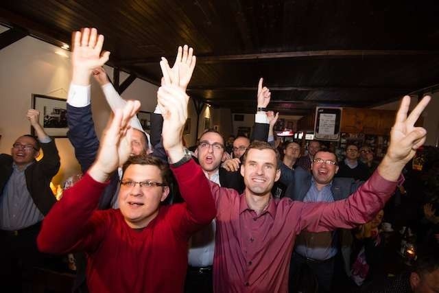 Wieczór wyborczy PiS w Toruniu po wyborach parlamentarnych w...