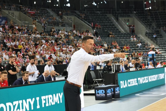 Igor Milicić w czasie meczu Polska - Portugalia podczas turnieju w Gliwicach.