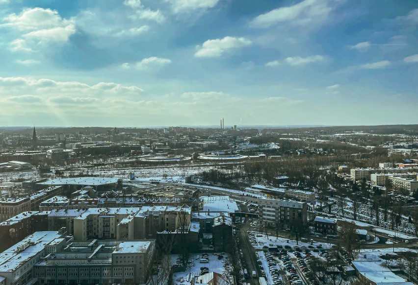 Panorama Katowic widziana z biurowca