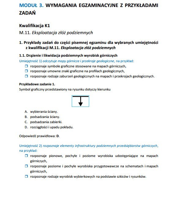 Nowy egzamin zawodowy 2014: TECHNIK GÓRNICTWA PODZIEMNEGO...