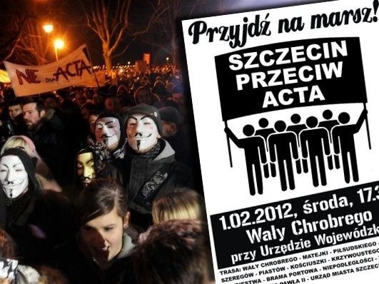 1 lutego drugi protest przeciw ACTA w Szczecinie.