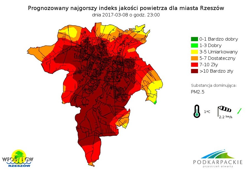 Dziś najgorszy indeks jakości powietrza w Rzeszowie...