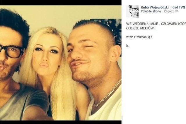 Gośćmi Kuby Wojewódzkiego we wtorek 29.04.2014 będą Eliza i Trybson - uczestnicy programu "Warsaw Shore". (fot. screen Facebook.com)