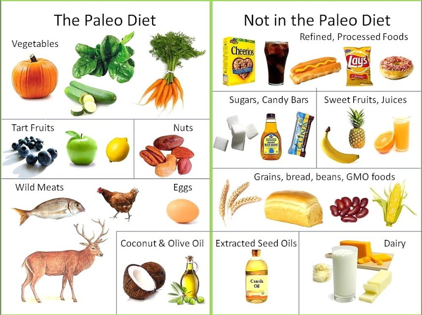 Tabela produktów diety Paleo