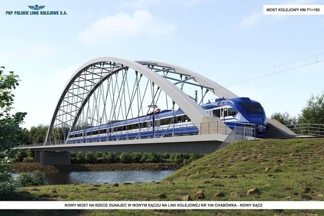 Jeśli wszystko pójdzie zgodnie z planem, koleją Podłęże - Piekiełko pojedziemy już w 2027 roku. Na zdjęciu jedna z wizualizacji fragmentu trasy (most na Dunajcu w Nowym Sączu)