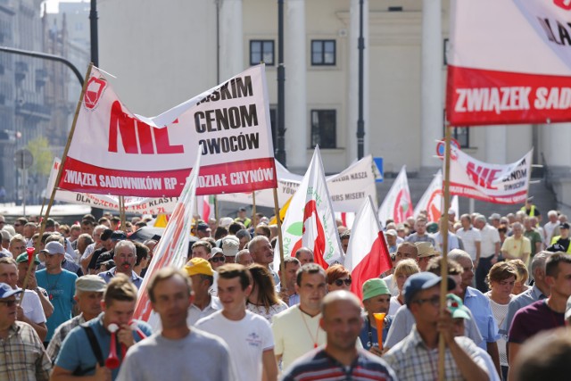 Sadownicy protestowali w poniedziałek na ulicach Warszawy
