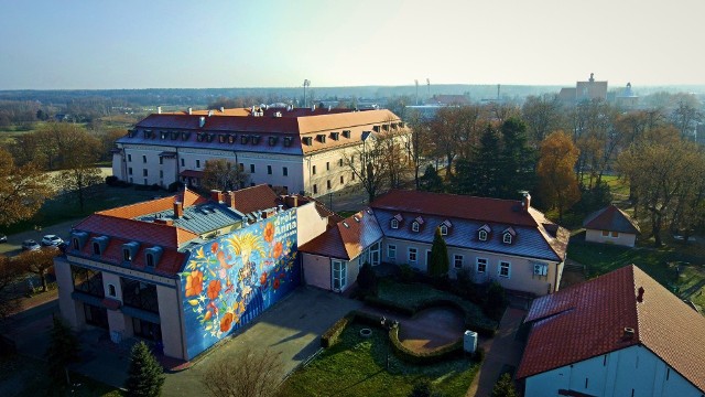 Barwny mural z Anną Jagiellonką powstał w centrum Niepołomic, na budynku znajdujących się naprzeciw Izby Regionalnej, w sąsiedztwie Zamku Królewskiego