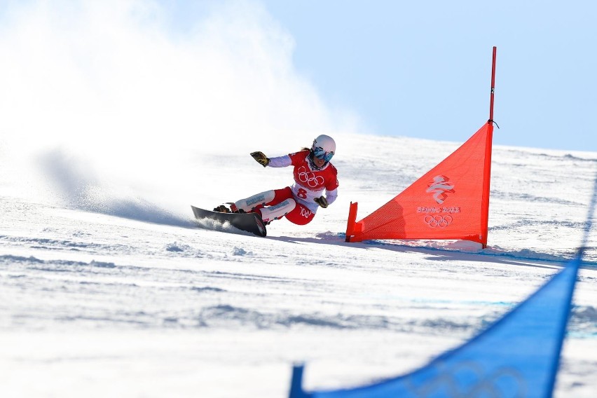 Aleksandra Król w olimpijskim slalomie gigancie równoległym...