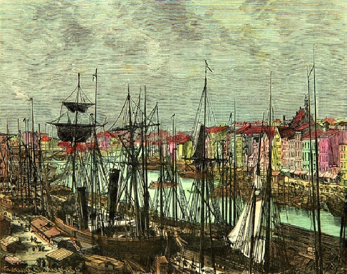 Hubert Clerget (1818 – 1899) Widok nabrzeża w Szczecinie