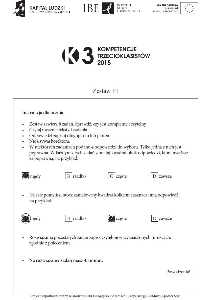 Test Trzecioklasisty Język Angielski Szkoła Podstawowa