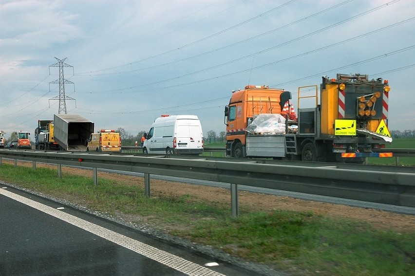 Remontowany odcinek autostrady A4 w rejonie węzła...