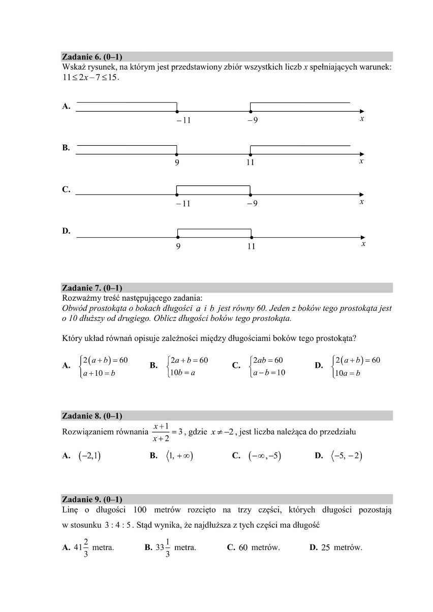 Matura próbna CKE 2020 - matematyka podstawowa