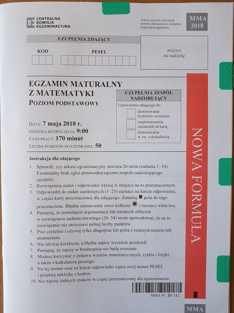 Matura 2018 Matematyka podstawowa Odpowiedzi, Rozwiązania,...