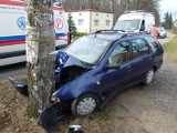 Wypadek w Tuszynie-Lesie. Auto uderzyło w drzewo