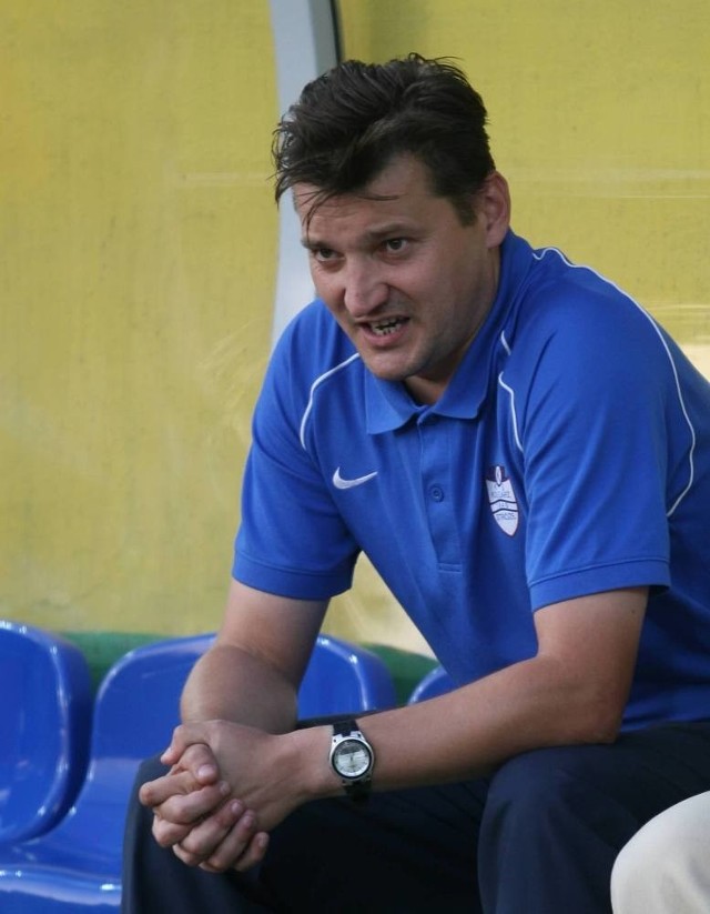 Przemysław Cecherz, trener Kolejarza Stróże, jest zadowolony z drużyny