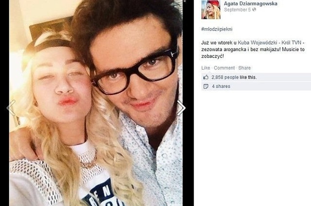Agata Dziarmagowska u Kuby Wojewódzkiego już we wtorek, 9 września 2014 r. w TVN!(fot. screen z Facebook.com)