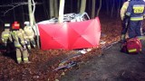 Wypadek w Wyszecinie w gminie Luzino 09.11. 2021. Samochód uderzył w drzewo. Jest ofiara śmiertelna