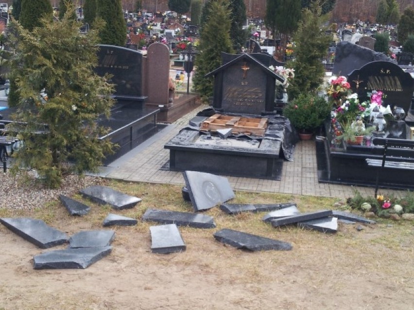 Zdewastowane groby w Wejherowie