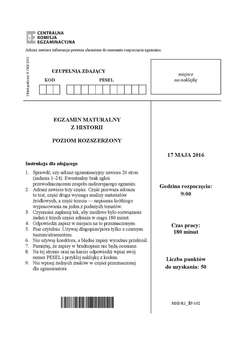 Stara matura 2016: HISTORIA rozszerzenie [ODPOWIEDZI, ARKUSZ...