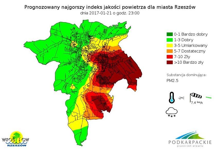 Prognozowany najgorszy indeks jakości powietrza w Rzeszowie,...
