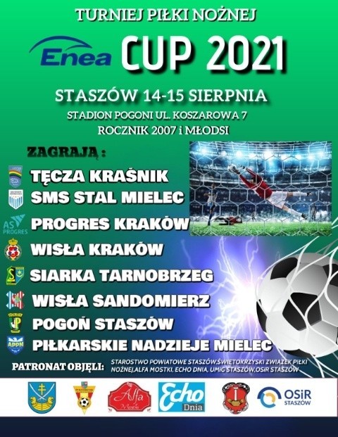 Turniej Piłki Nożnej Enea Cup 2021 odbędzie się w Staszowie. Będą rywalizować zawodnicy z rocznika 2007 i młodsi