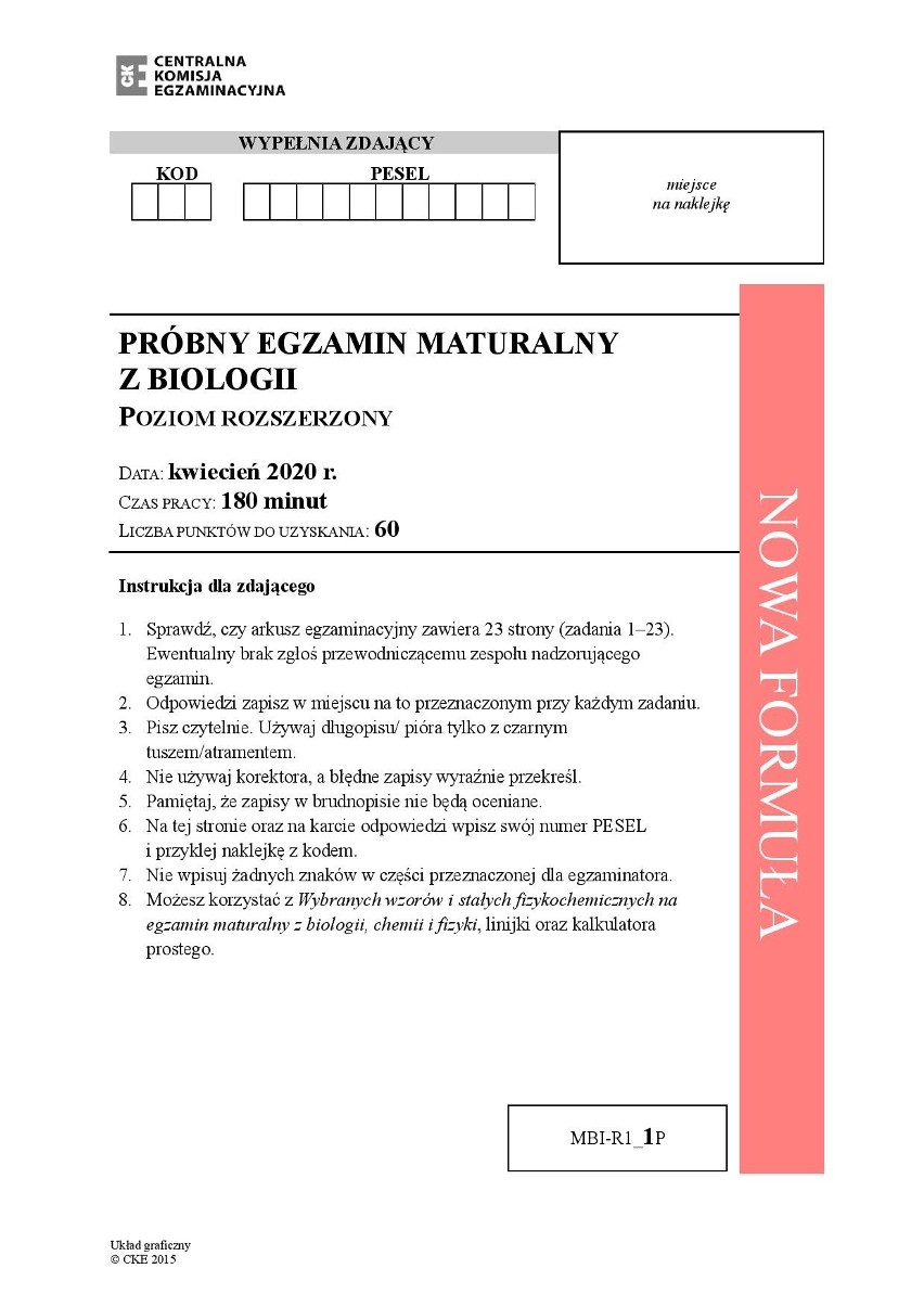 MATURA PRÓBNA 2020: Biologia - poziom rozszerzony. Zobacz arkusz maturalny z 7 kwietnia i odpowiedzi z 15 kwietnia 2020 r. 