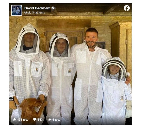 Znany piłkarz nie tylko fotografuje się z dziećmi w strojach pszczelarskich, ale też faktycznie uczestniczy w produkcji miodu.