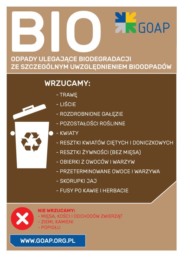 GOAP: Od 1 stycznia nowe zasady segregacji śmieci. Już teraz kup brązowy pojemnik na bioodpady