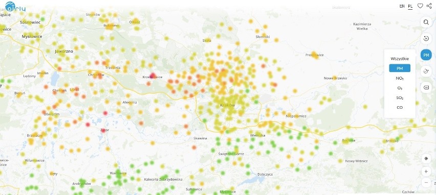 Kraków. Dziś smog nie taki straszny. Najlepiej na południe od Krakowa