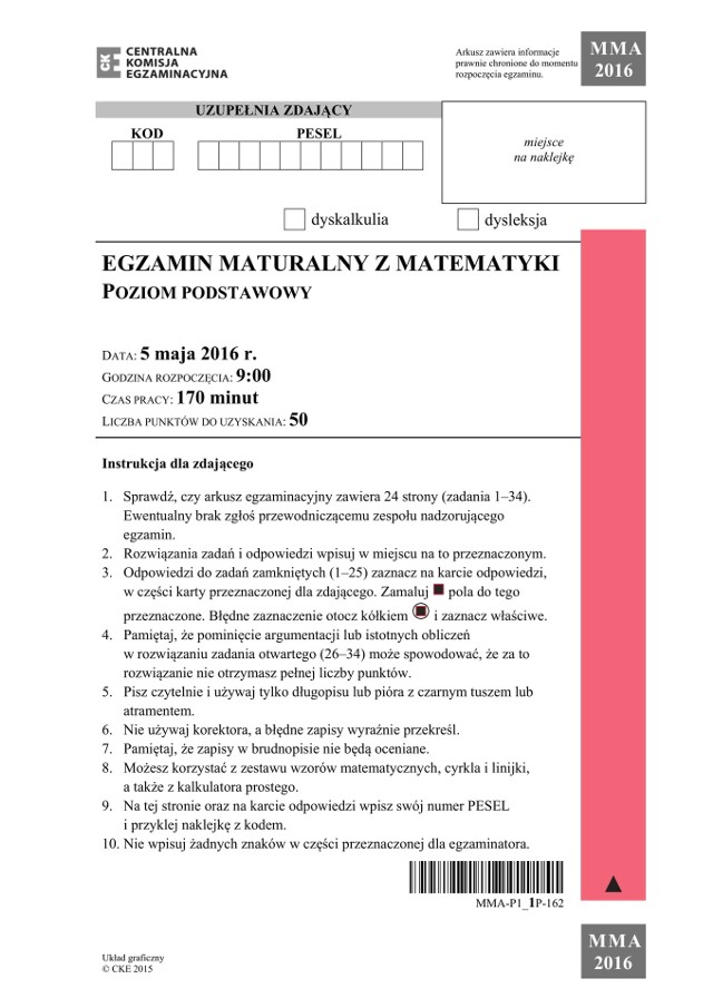 Matura 2018 MATEMATYKA: Odpowiedzi podstawowa Zadania, Rozwiązania, Arkusz CKE [MATURA 2018 MATEMATYKA]